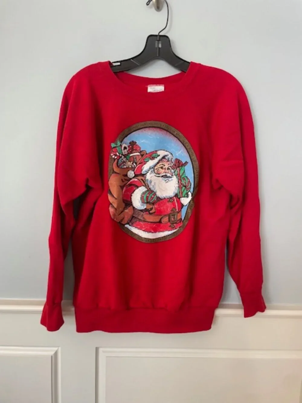 Vintage 80's Santa Claus Christmas Sweatshirt Retrocore Kidcore Festive Large
